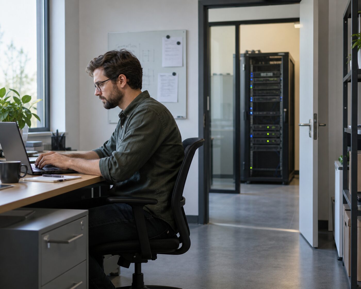 Administrator setting up backups to separate storage