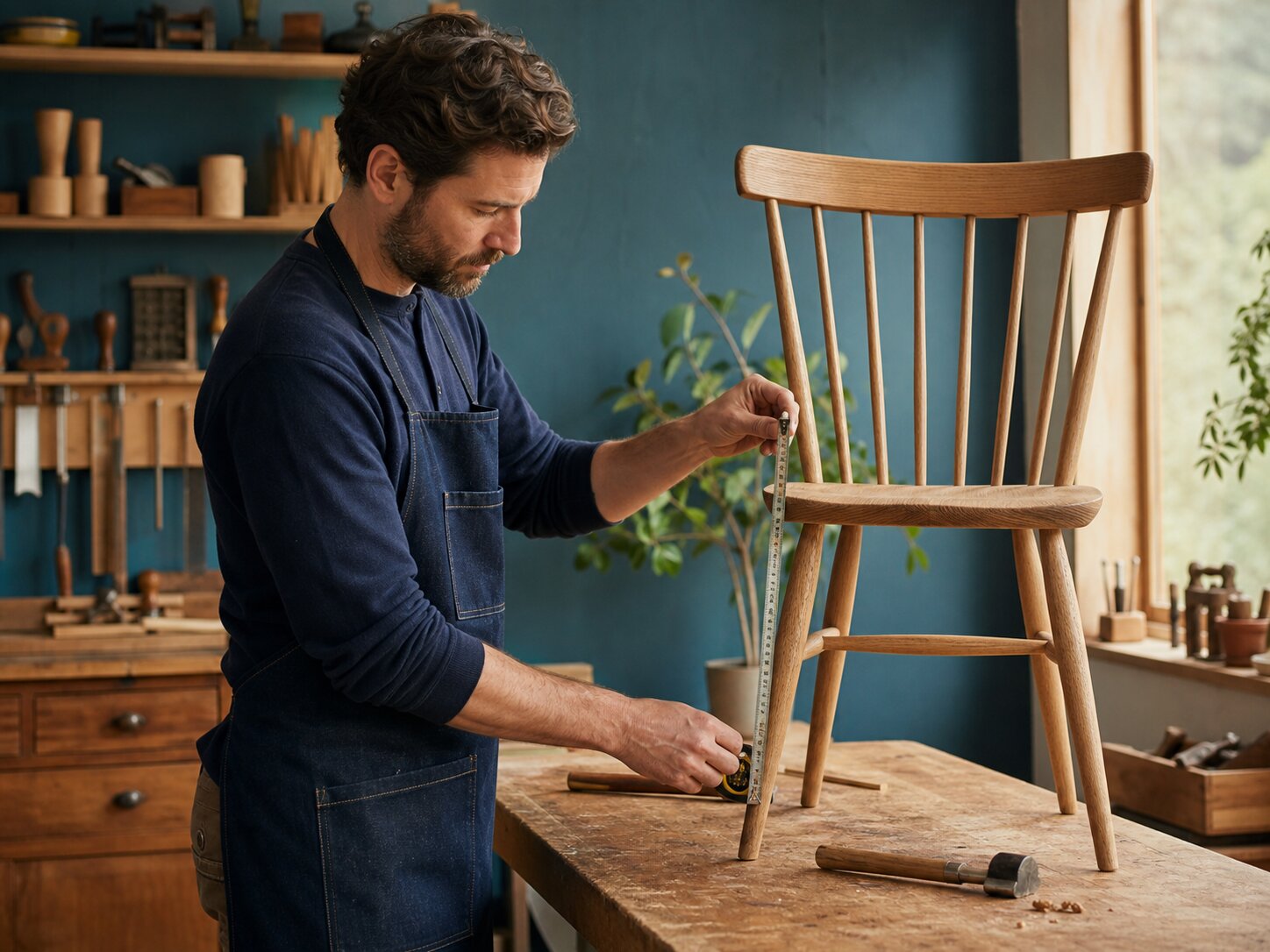 Carpenter working in a workshop
